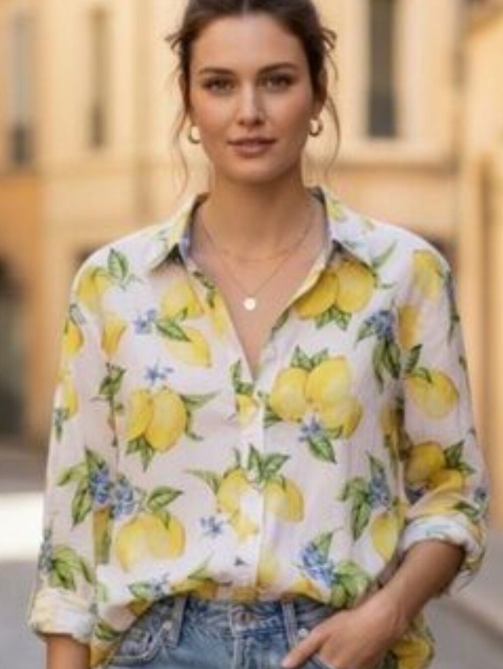 Talbots Lemon Blossom Button-Down Shirt - NWT 100 % Cotton